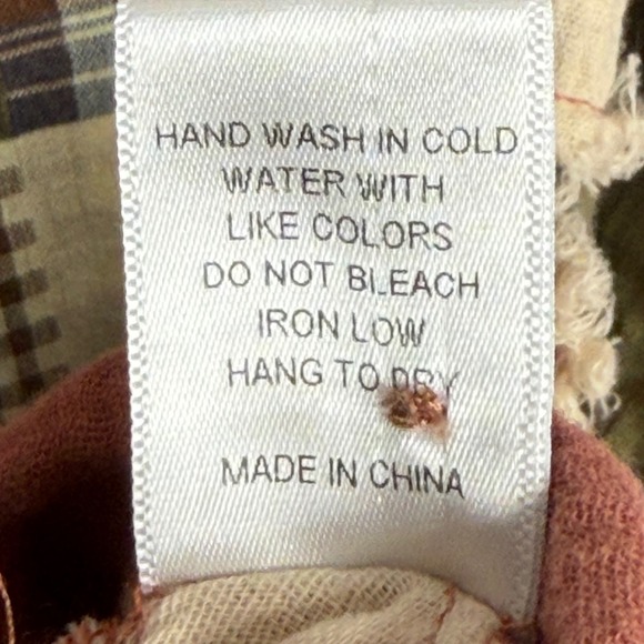 Blue Velvet Gauze Patchwork Tunic Dress Womens XL Terracotta Olive Floral Plaid - Picture 6 of 9